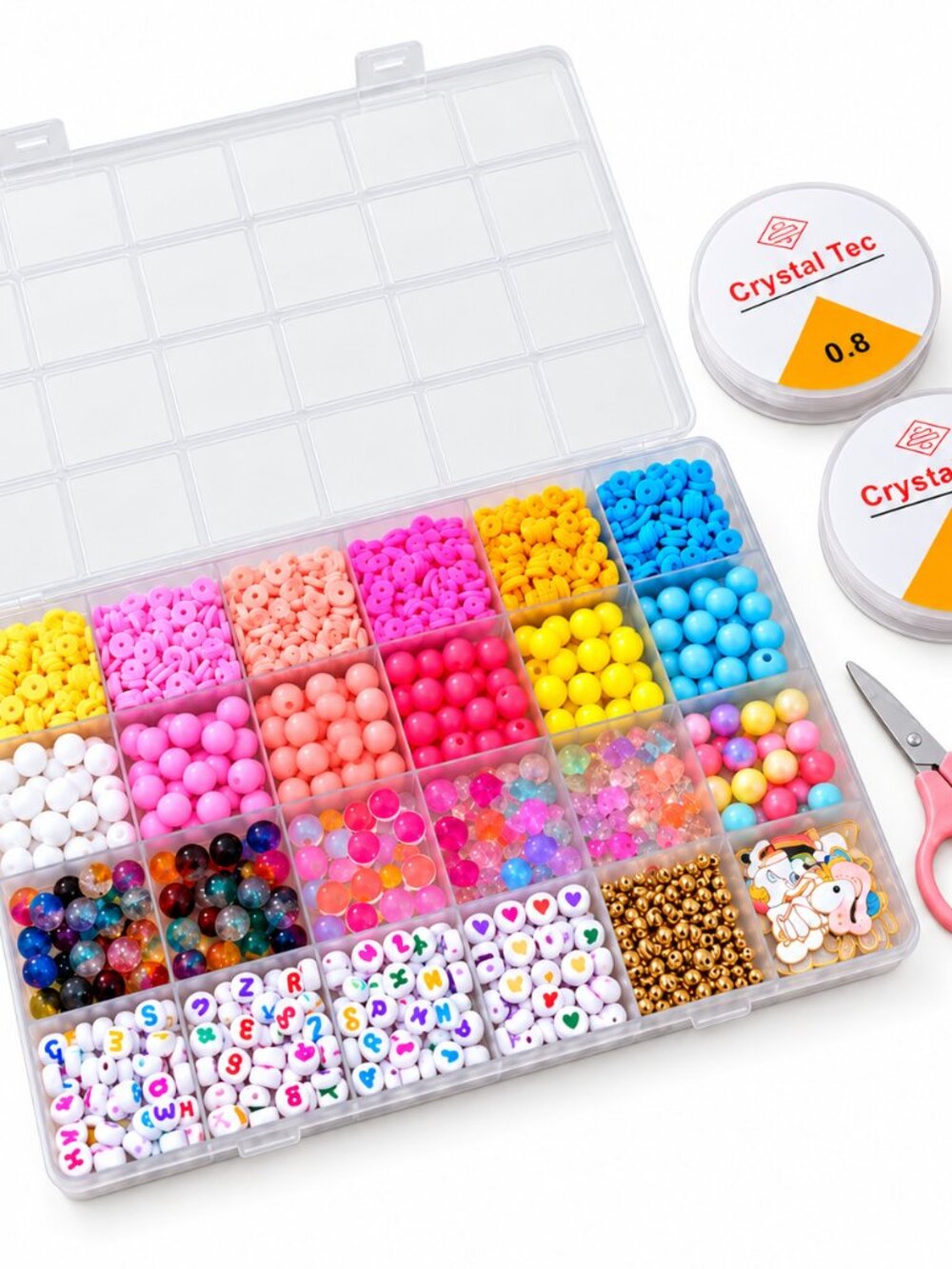Unicorn Bead Bracelet Making Kit with 24-Compartment Organizer